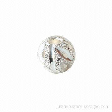 solid 925 sterling silver stardust cutout round beads, 5mm